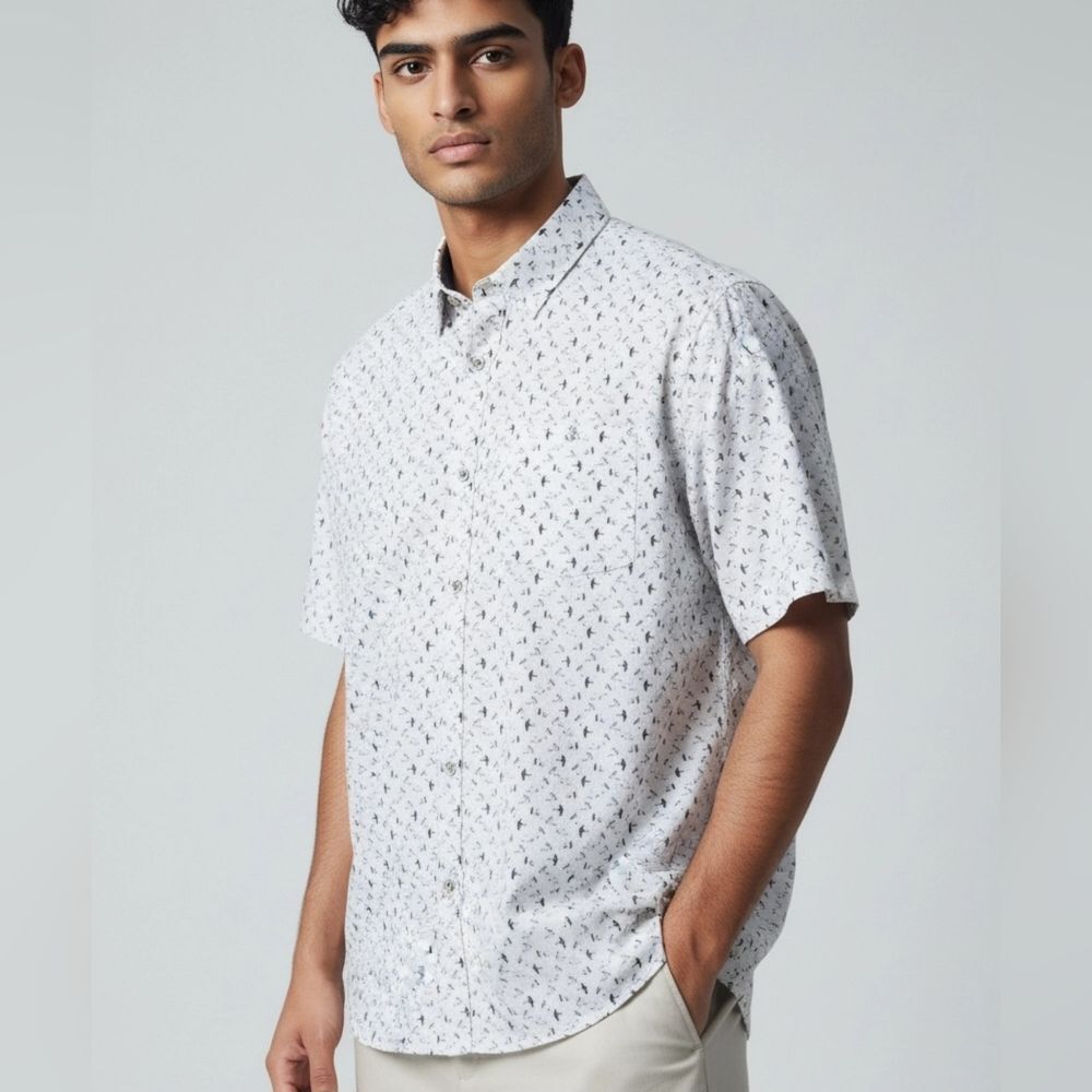 Mens Lee Button Up Pink Shirt with Blue Birds Sz 2XL